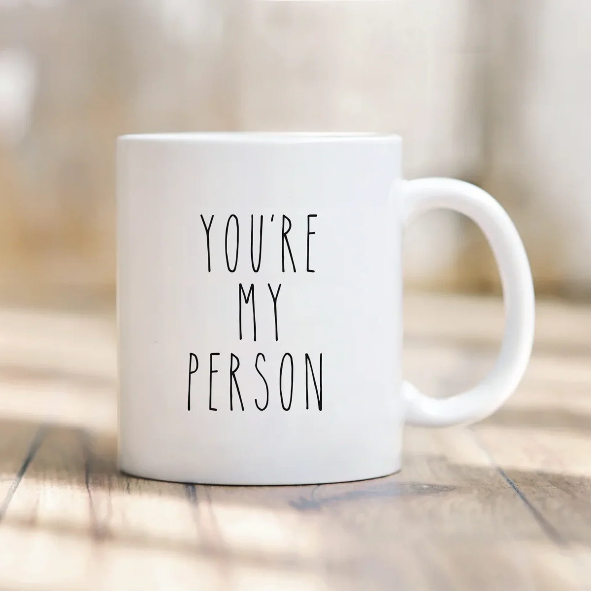 Connected by Heart Mug close-up - personalized with both friends' names