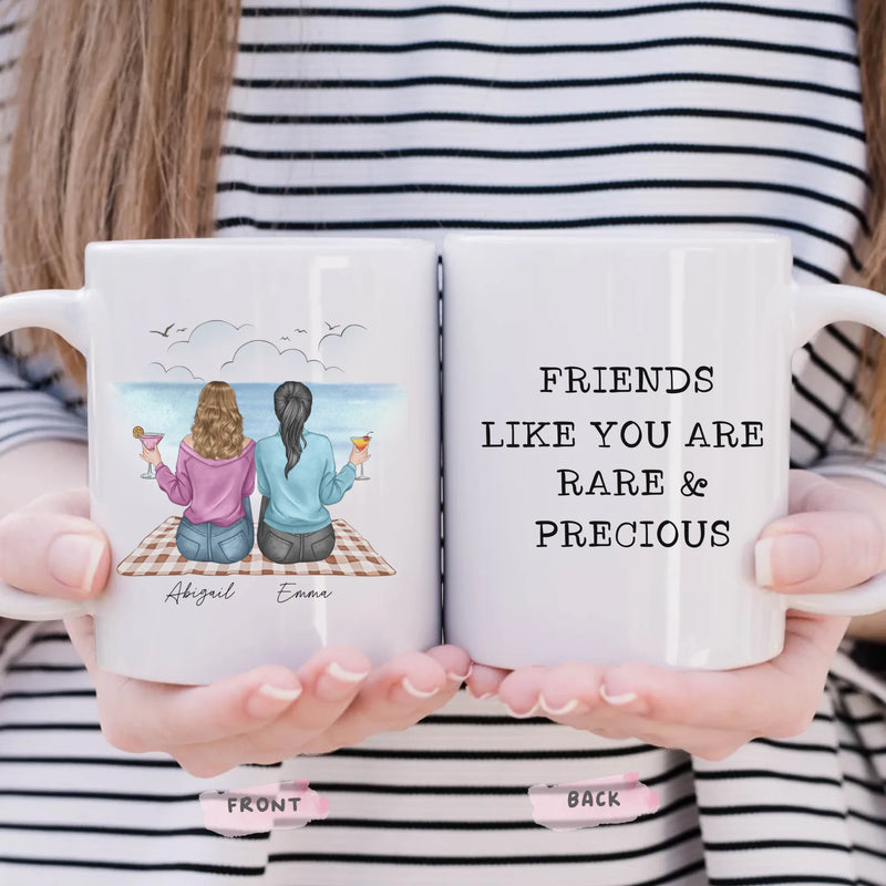 Besties Since Day One personalized mug, front view with custom design, gift for friend