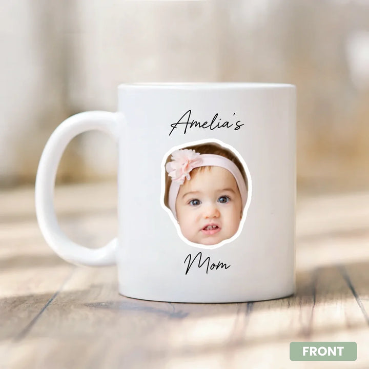 Child's Name's Mom – Custom Photo Face Mug – Personalized Photo Gift for Mom