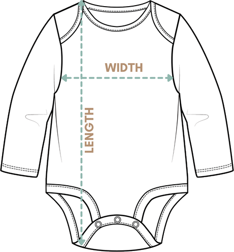 Baby Bodysuit - Long Sleeve measurement diagram