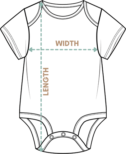Baby Bodysuit - Short Sleeve measurement diagram