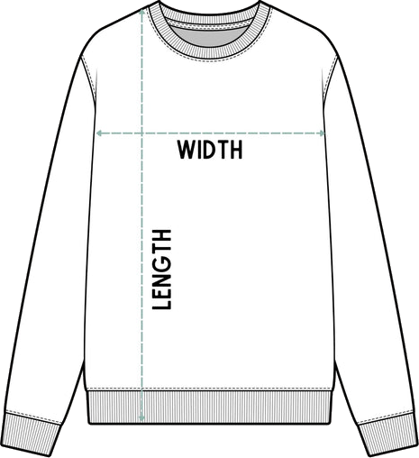 Comfort Colors Crewneck measurement diagram