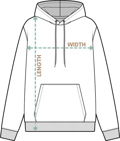 Pullover Hoodie measurement diagram